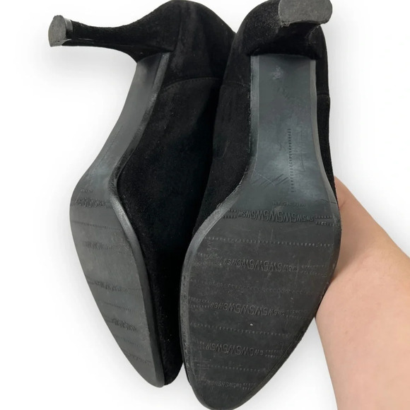 Stuart Weitzman Size 9 Sueded Black Slip on Heeled Bootie - Picture 5 of 6